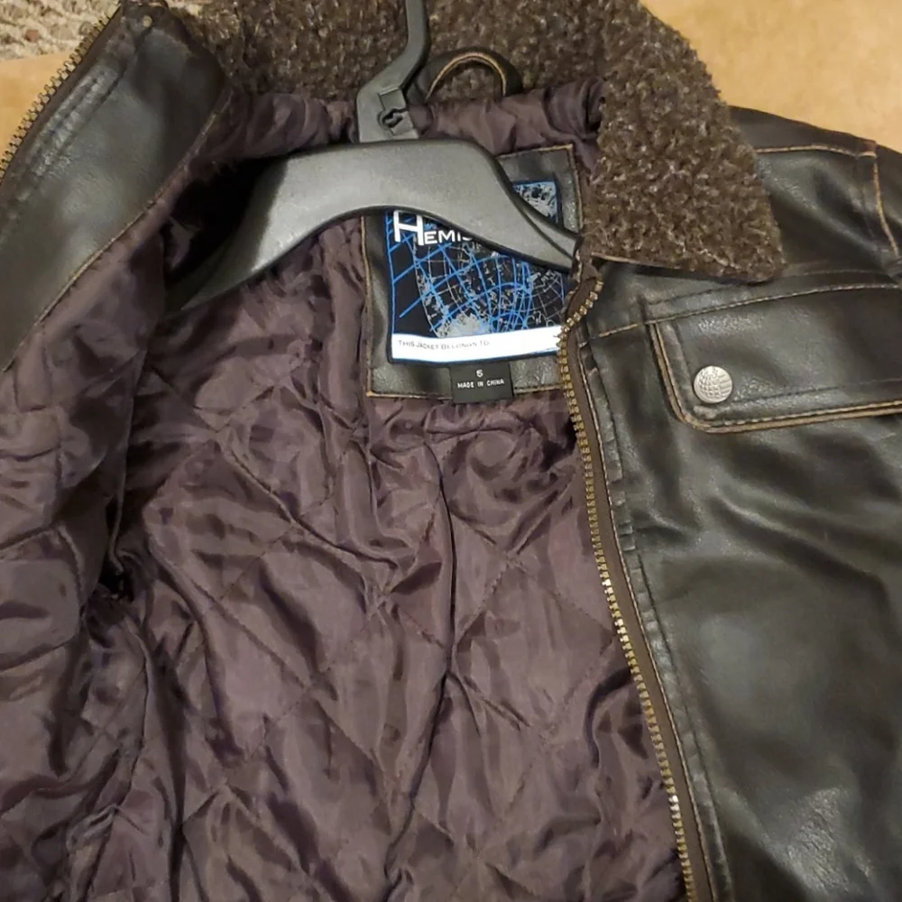 New Faux Leather Bomber Jacket - Picture 2 of 6